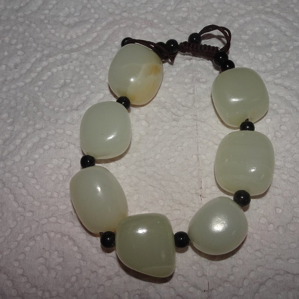 Large Agate Stone Heavy Pull String Bracelet - image 4
